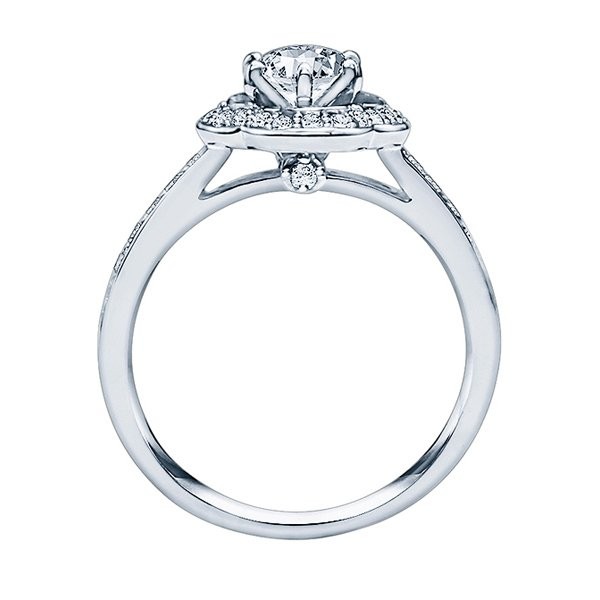 Rm1347-14k White Gold Round Cut Halo Diamond Engagement Ring