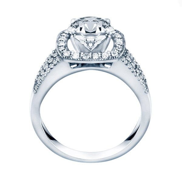 Rm1375-14k White Gold Halo Engagement Ring