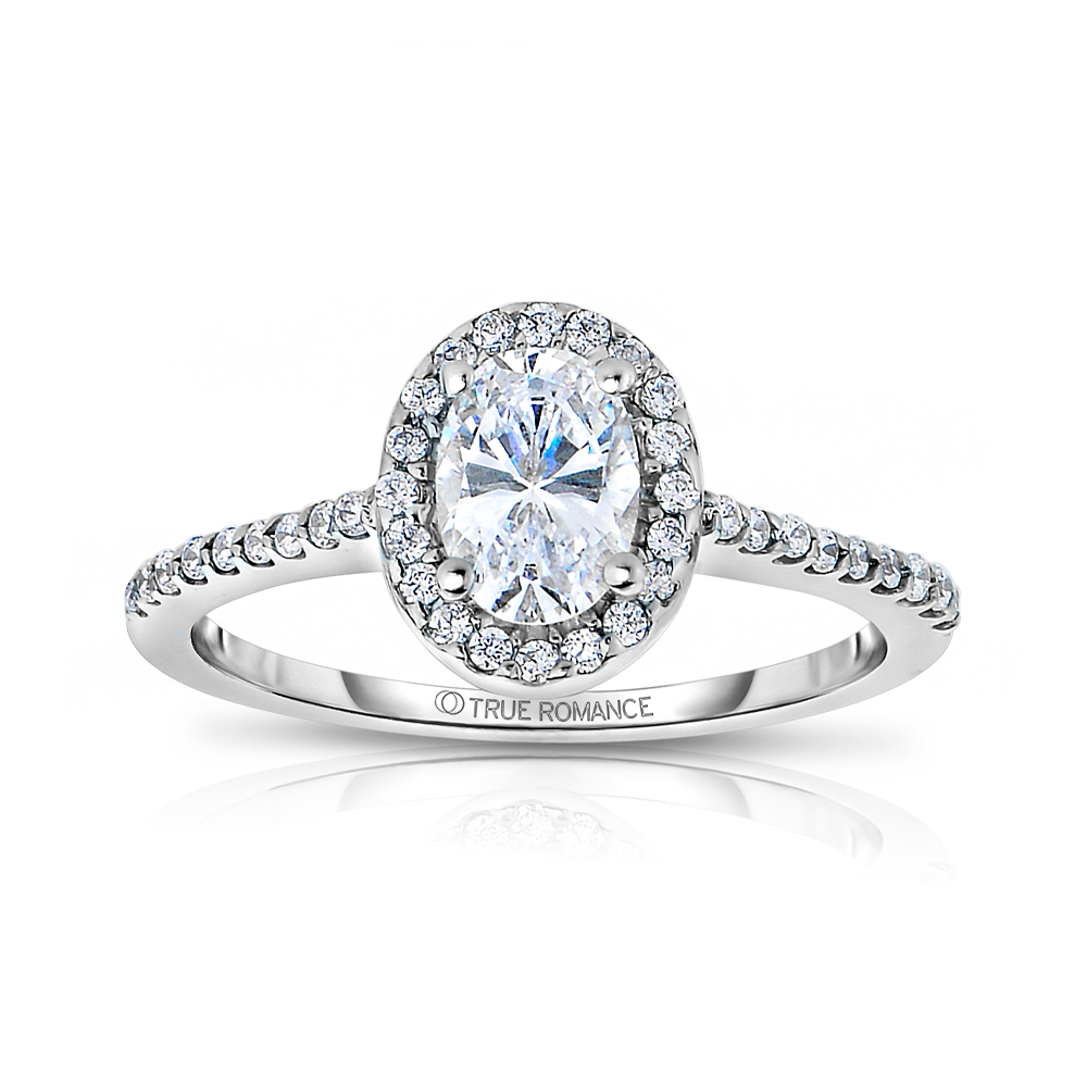 Rm1301v-14k White Gold Oval Cut Halo Diamond Engagement Ring