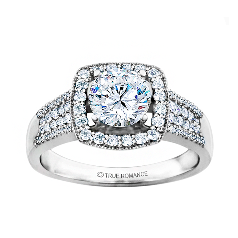 Rm1375-14k White Gold Halo Engagement Ring