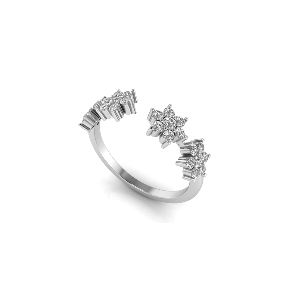 Diamond Flower Open Ring