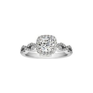 Rm1390r_set -14k Rose Gold Round Cut Halo Diamond Infinity Engagement Ring