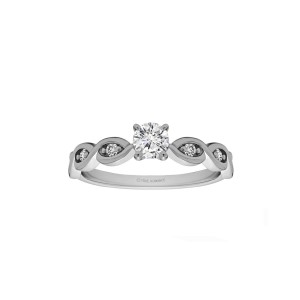 Rm1439 -14k White Gold Round Cut Diamond Infinity Engagement Ring