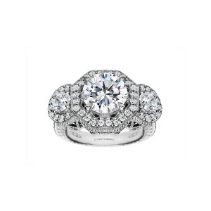 Round Cut Halo Diamond Vintage Engagement Ring