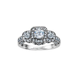 Rm1113r-14k White Gold Round Cut Diamond Vintage Style Engagement Ring
