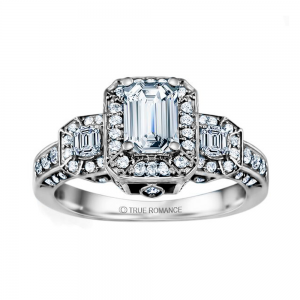 Rm1256e-14k White Gold Halo Engagement Ring