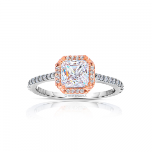 Rm1309ptt-14k Rose Gold Princess Cut Halo Diamond Engagement Ring