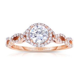 Rm1406-14k Rose Gold Round Cut Halo Diamond Infinity Engagement Ring