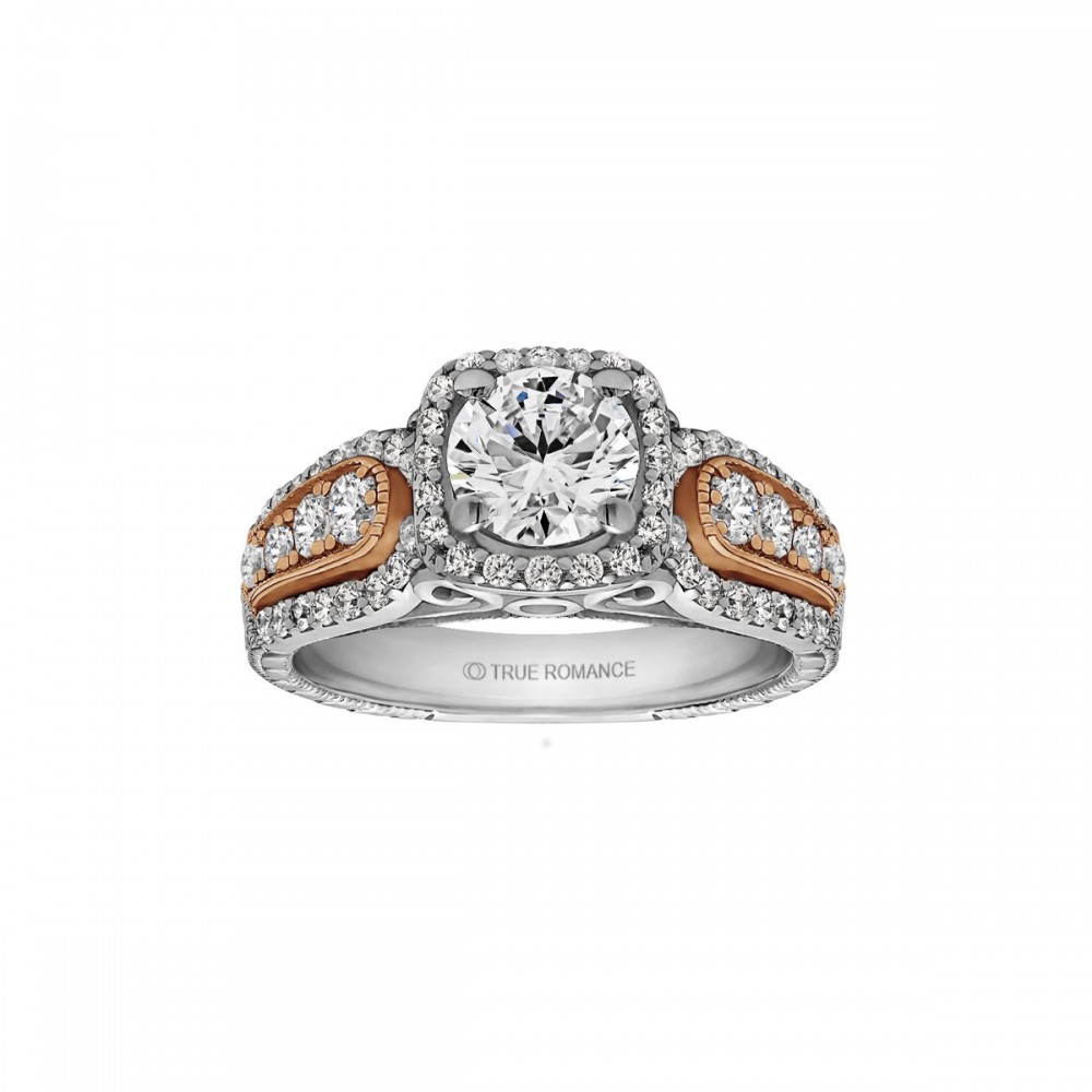 Round Cut Halo Diamond Vintage Engagement Ring