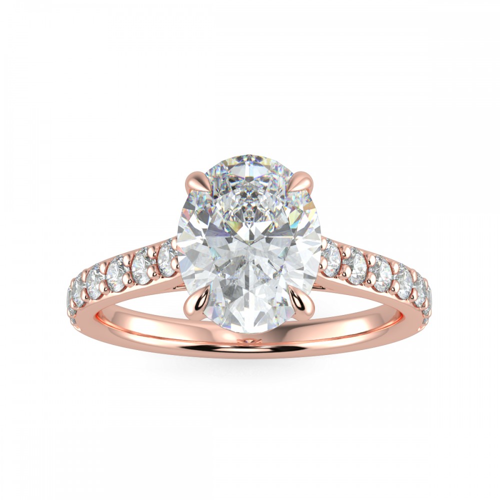 Oval Pave  Engagemnt Ring