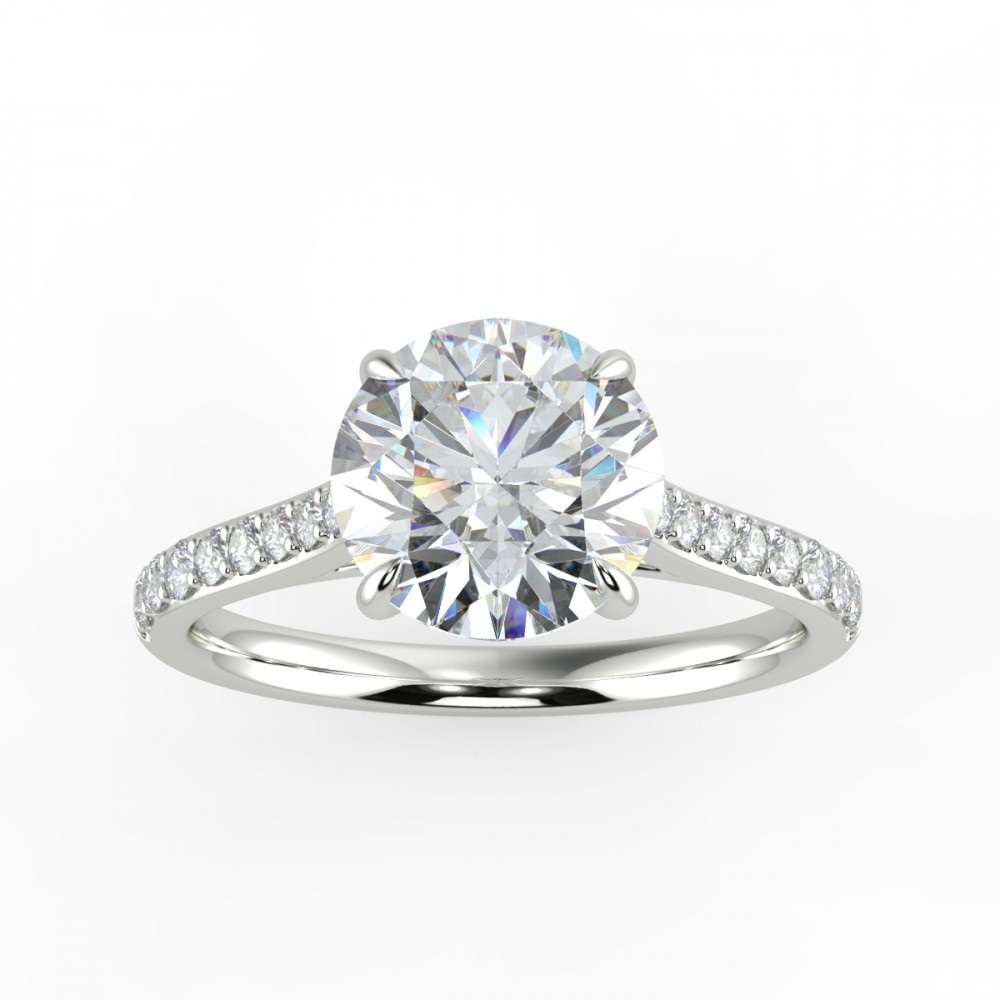 Round Secret Diamond Pave  Engagemnt Ring