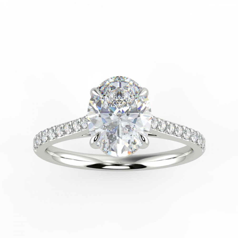 Oval Secret Diamond Pave  Engagemnt Ring