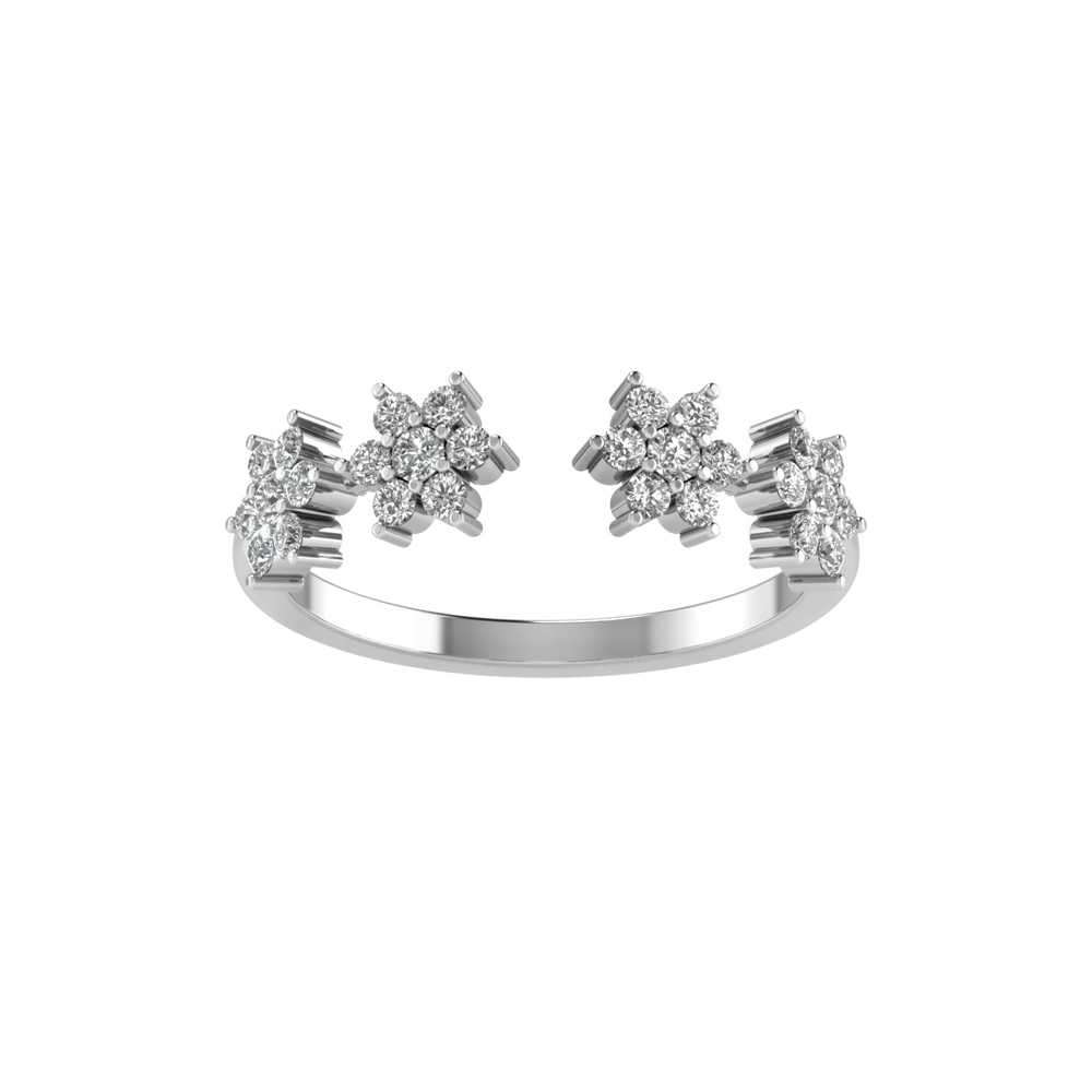 Diamond Flower Open Ring