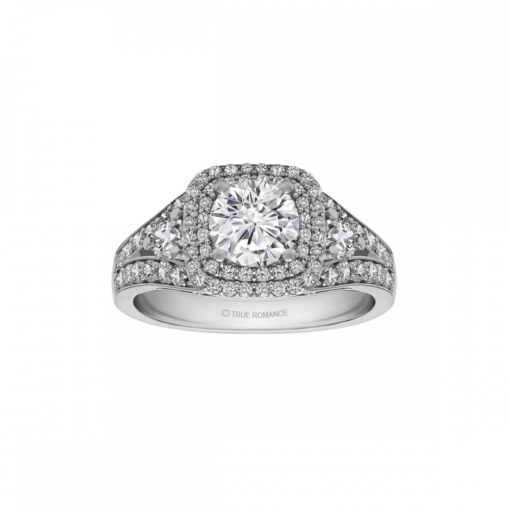 Round Cut Double Halo Diamond Vintage Engagement Ring