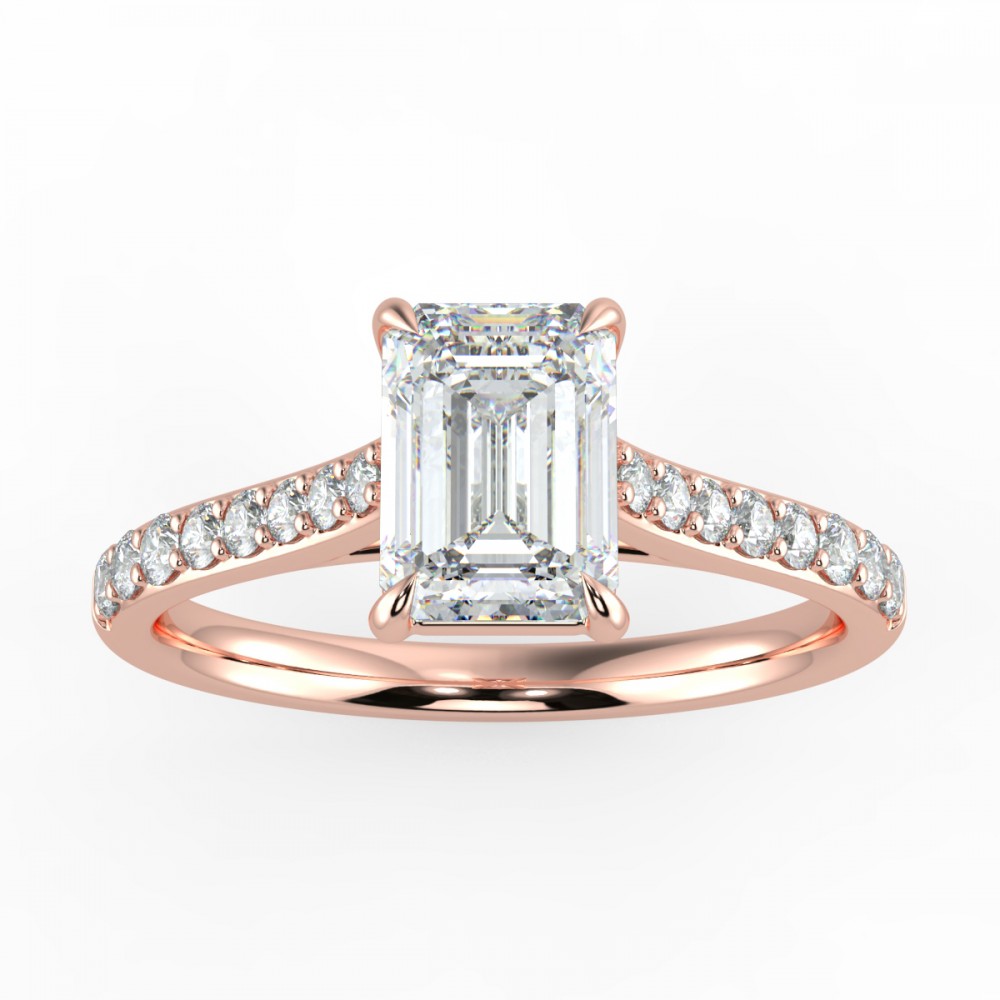 Emerald Secret Diamond Pave  Engagemnt Ring