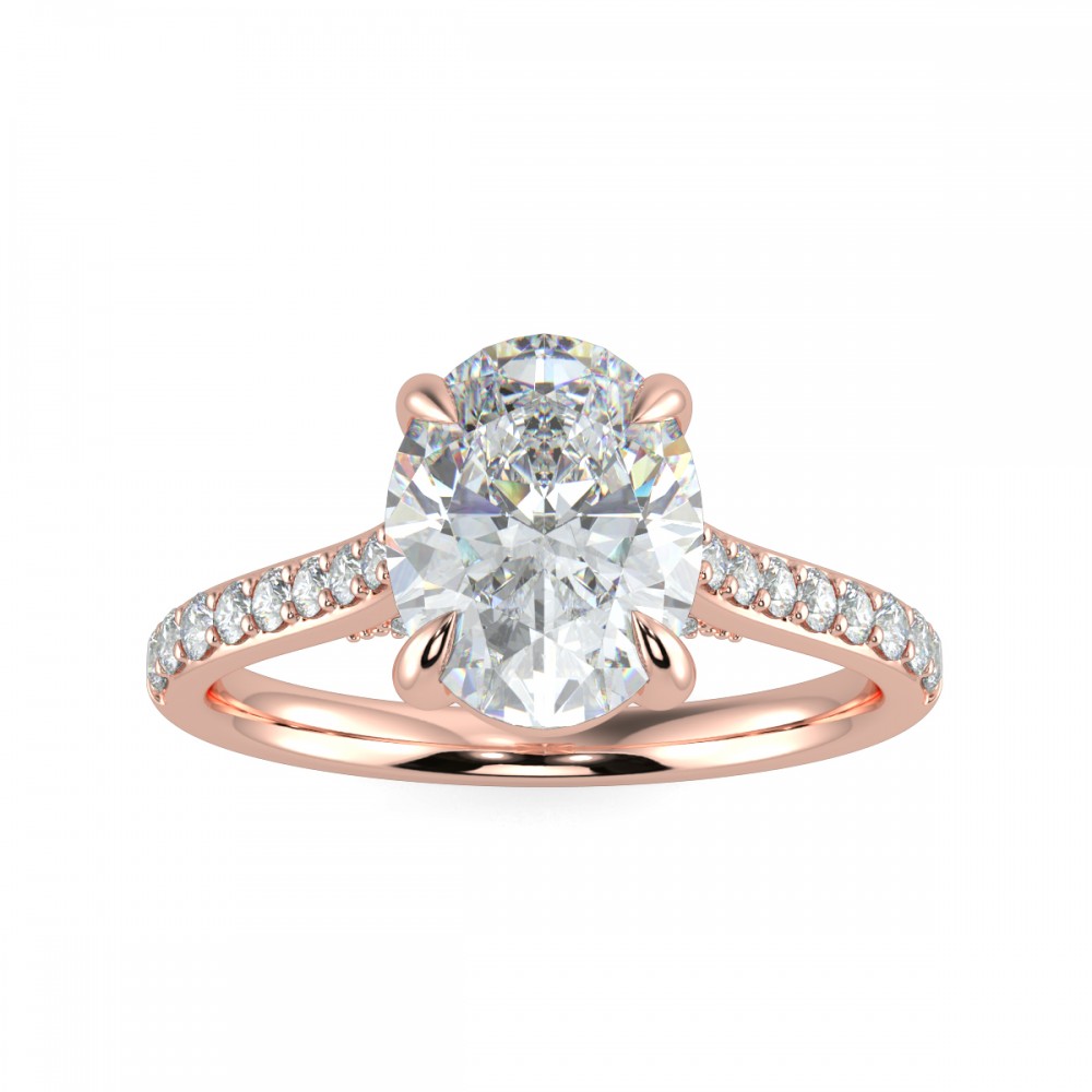 Oval Pave  Engagemnt Ring