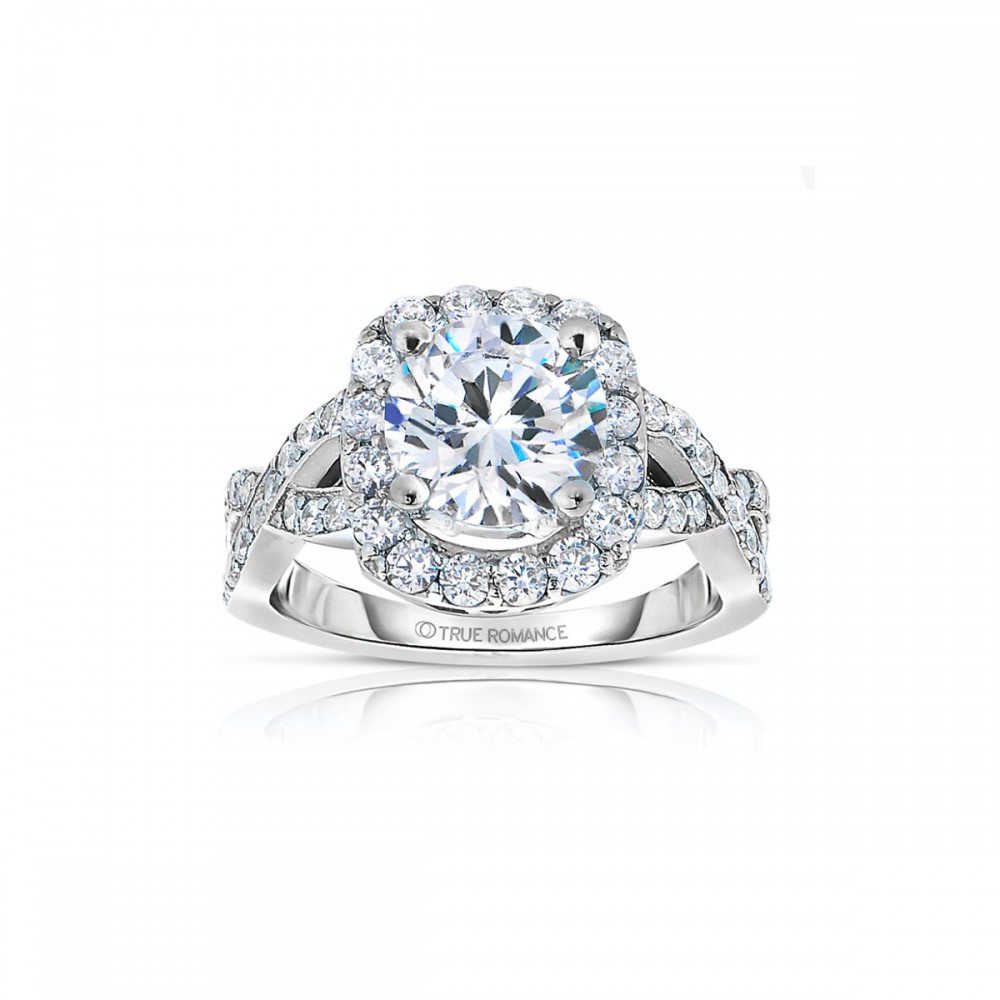 Rm1444x-14k White Gold Round Cut Halo Diamond Infinity Engagement Ring