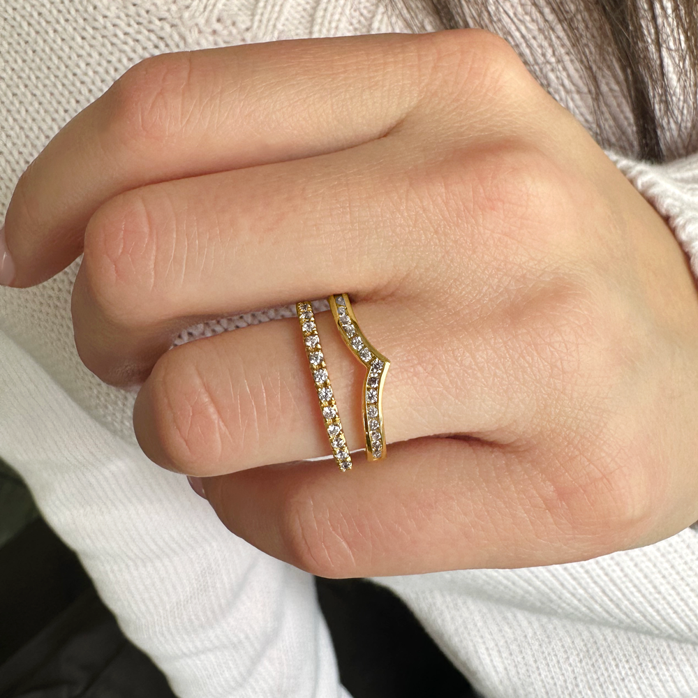 Colorless Moissanite Channel Set Chevron & Pavé Band Jacket