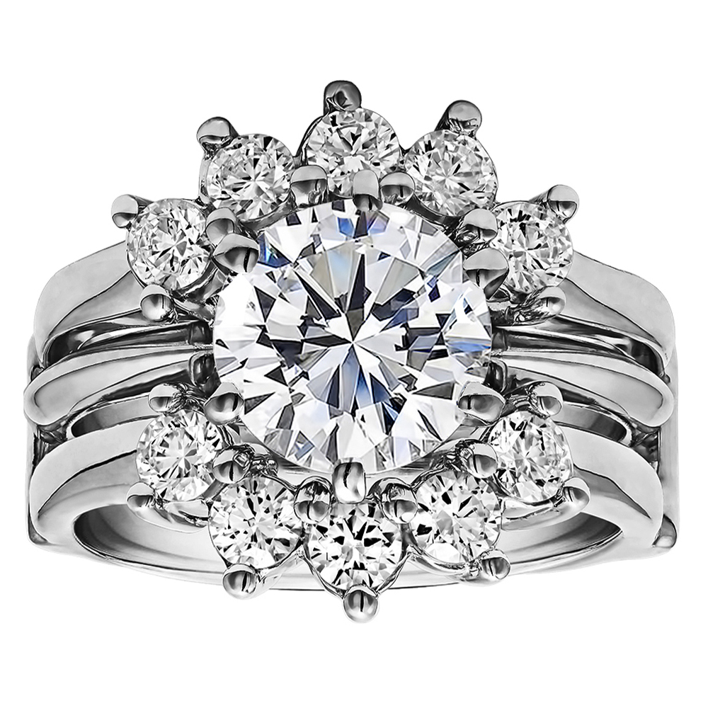 14K White Gold Solitaire Ring Guard/Enhancer RG020H