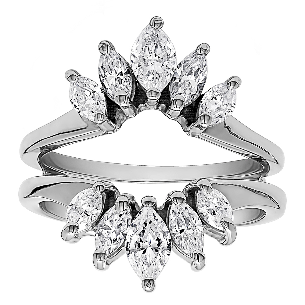Uloveido White Gold Plated Princess Crown Rings Enhancer For Women Engagement Wedding Anniversary Jewelry Gift Ring With CZ Crystals Size 6 Y475
