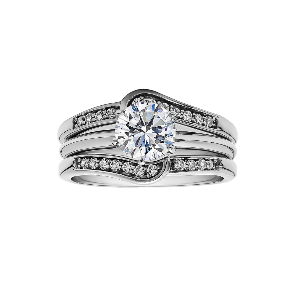 14K White Gold Solitaire Ring Guard/Enhancer RG149D