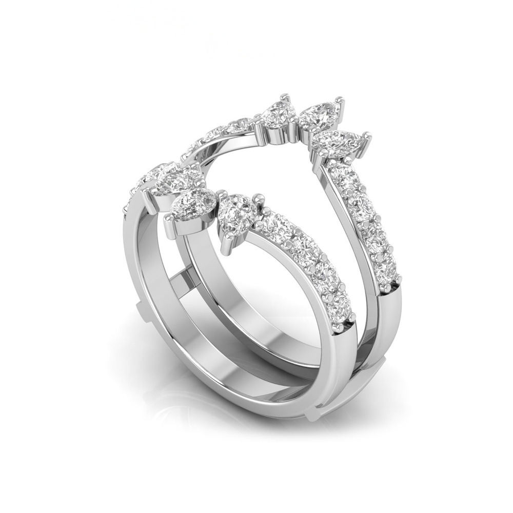 Colorless Moissanite Pear Shape Tiara Ring Jacket