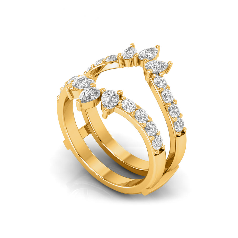 Colorless Lab Diamond Pear Shape Tiara Ring Jacket