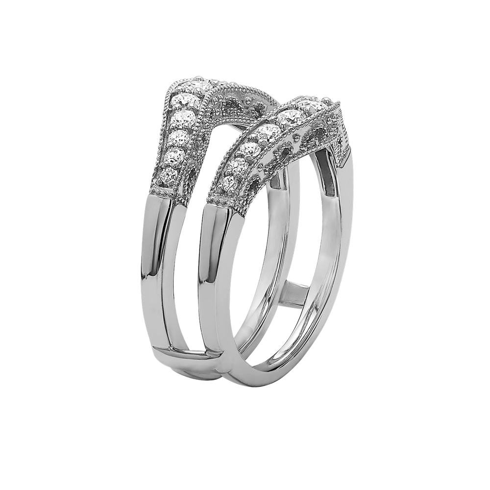 14K White Gold Solitaire Ring Guard/Enhancer RG508J