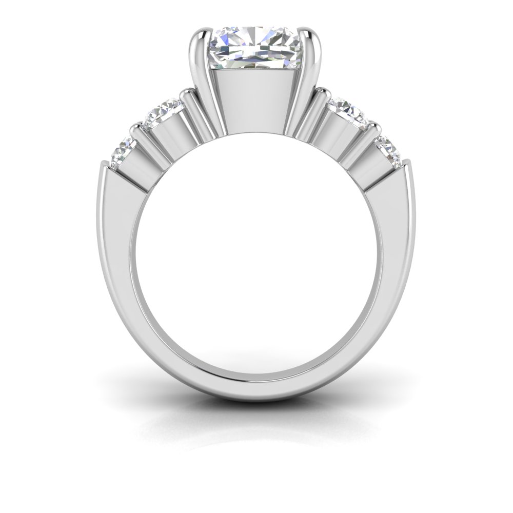 3 Ct Cushion Near Colorless Lab Diamond & 1.50 Ctw Modern Wide Band Engagement Ring