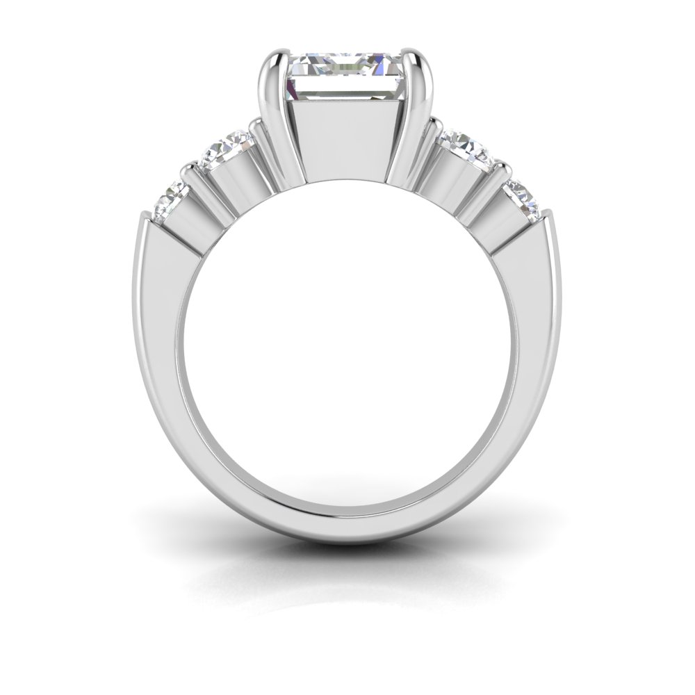 3 Ct Emerald Near Colorless Lab Diamond & 1.50 Ctw Modern Wide Band Engagement Ring