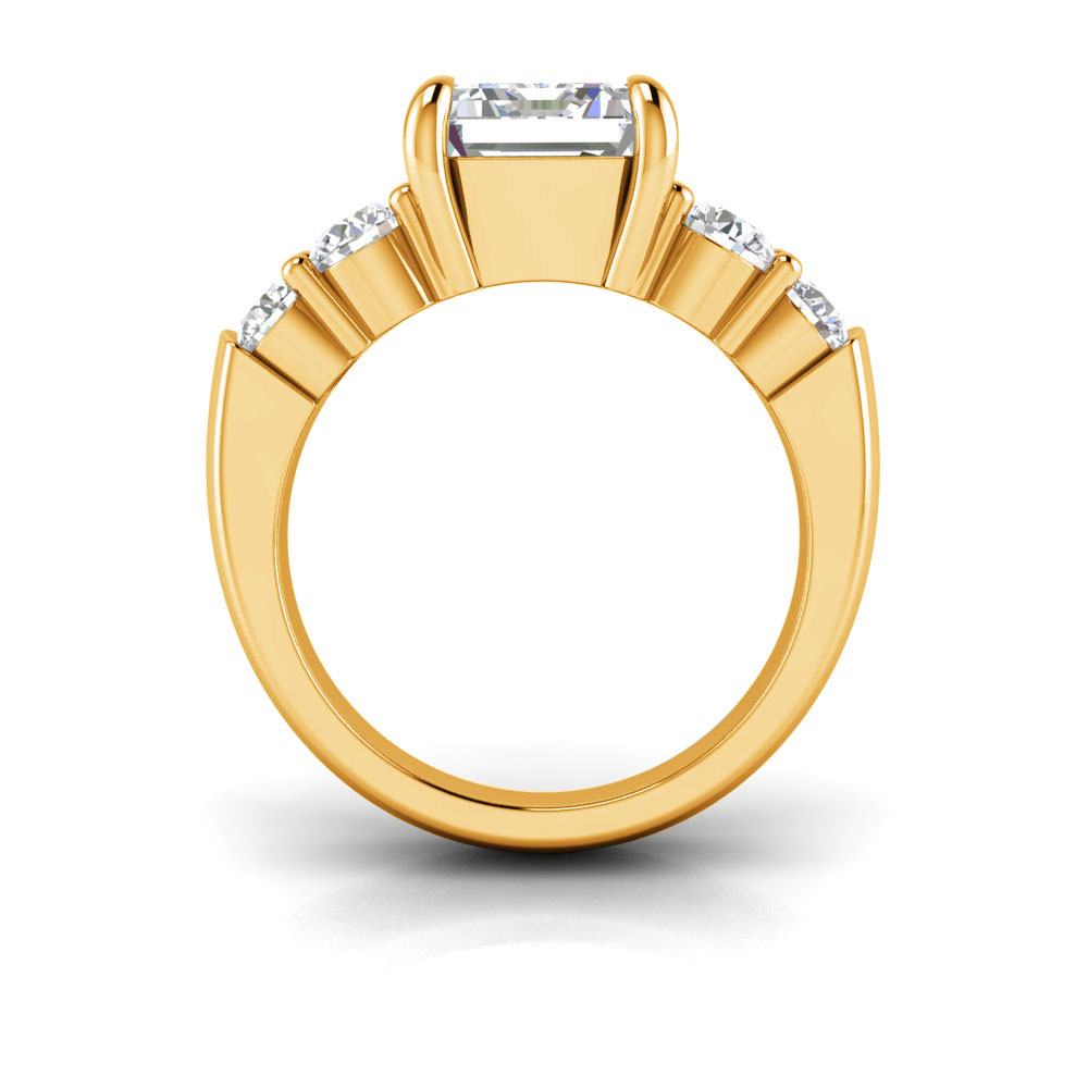 3 Ct Emerald Near Colorless Lab Diamond & 1.50 Ctw Modern Wide Band Engagement Ring