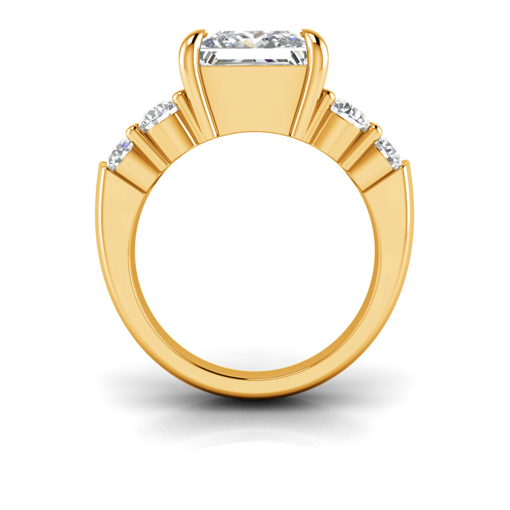 3 Ct Princess Near Colorless Lab Diamond & 1.50 Ctw Modern Wide Band Engagement Ring