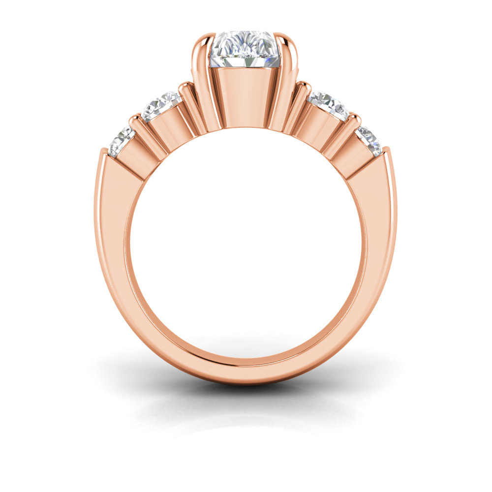 5 Ct Pear Near Colorless Lab Diamond & 1.50 Ctw Modern Wide Band Engagement Ring