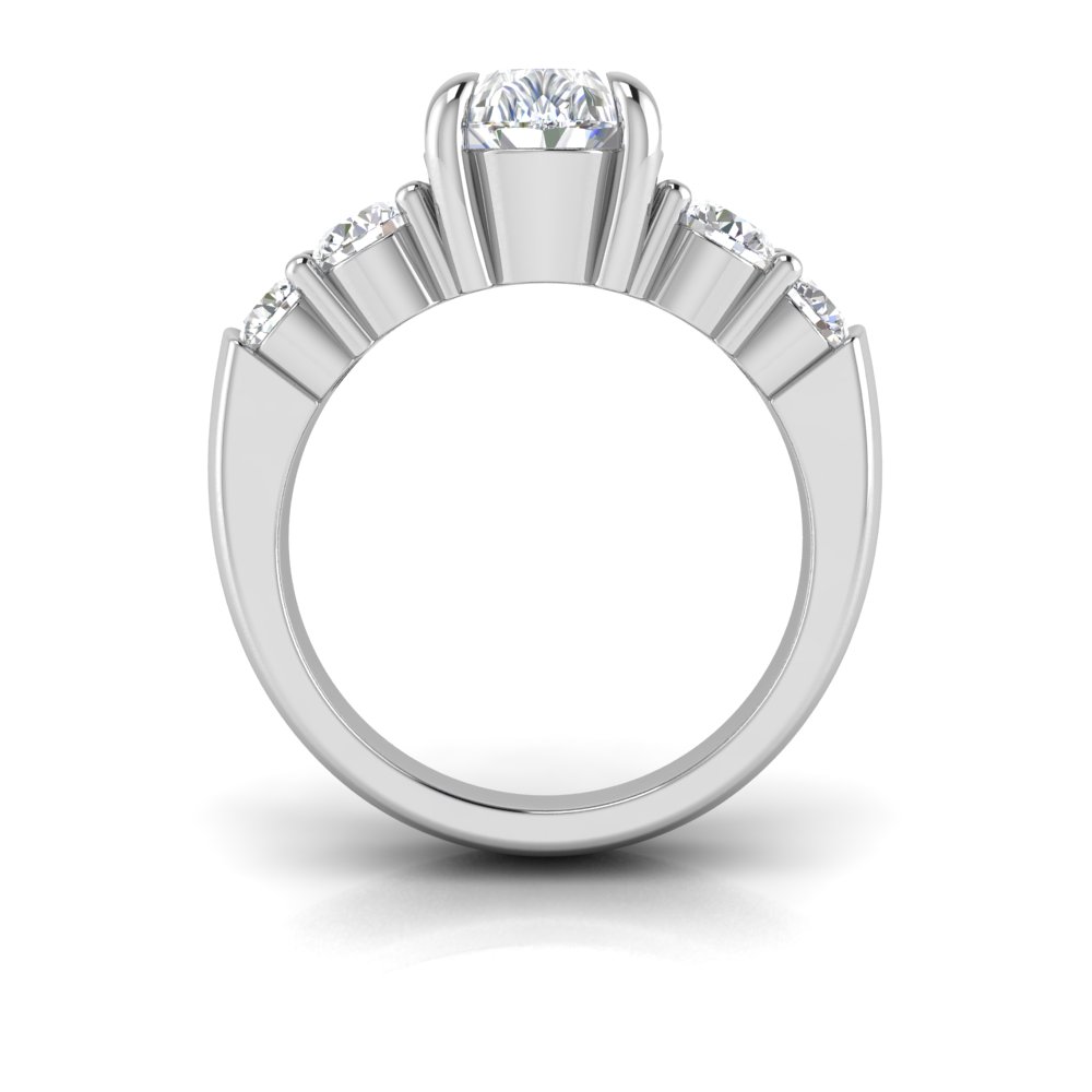 3 Ct Pear Near Colorless Lab Diamond & 1.50 Ctw Modern Wide Band Engagement Ring