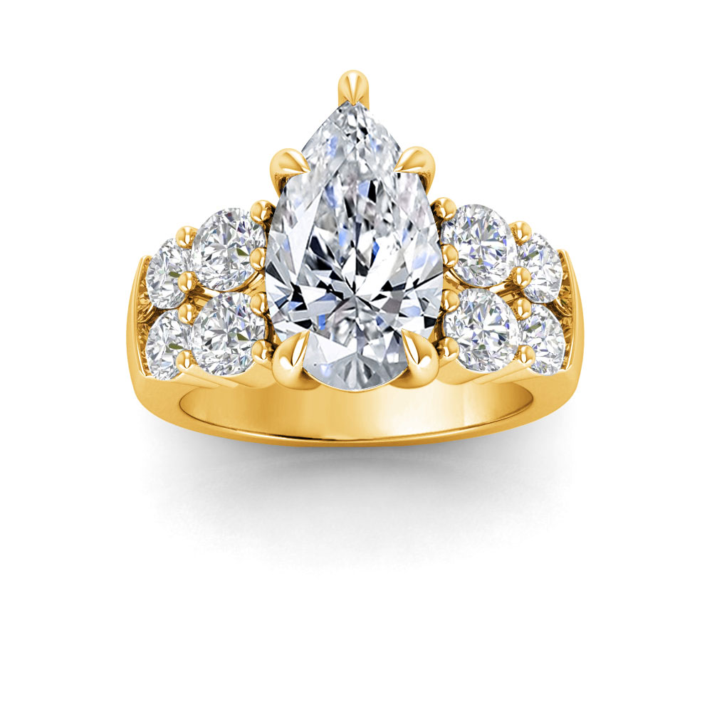 3 Ct Pear Near Colorless Lab Diamond & 1.50 Ctw Modern Wide Band Engagement Ring