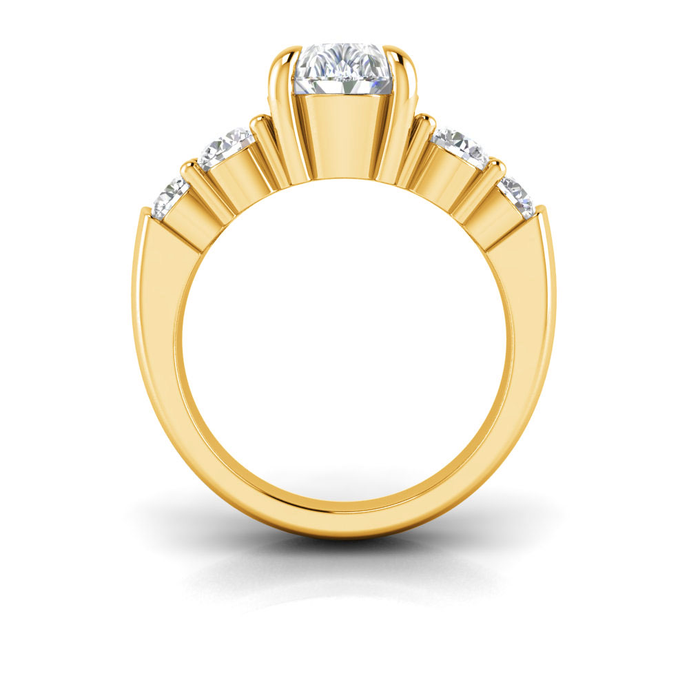 3 Ct Pear Near Colorless Lab Diamond & 1.50 Ctw Modern Wide Band Engagement Ring