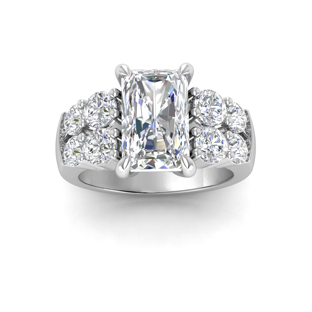 5 Ct Radiant Near Colorless Lab Diamond & 1.50 Ctw Modern Wide Band Engagement Ring