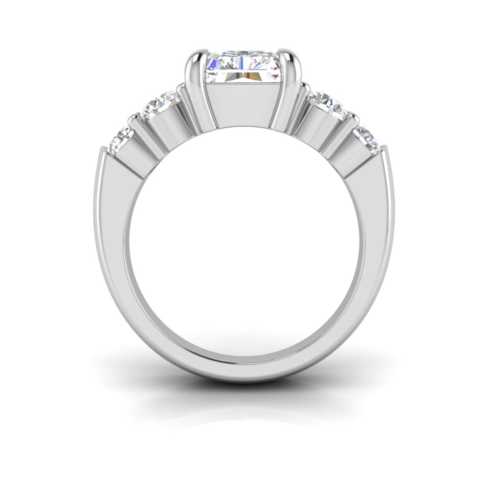 5 Ct Radiant Near Colorless Lab Diamond & 1.50 Ctw Modern Wide Band Engagement Ring