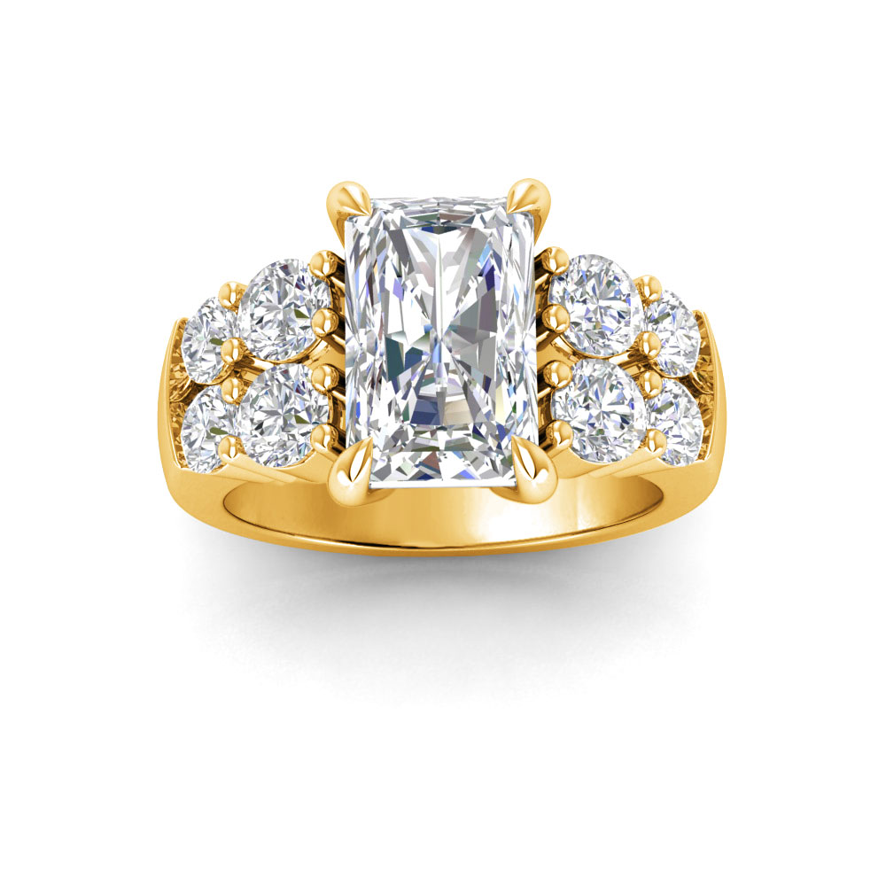 3 Ct Radiant Near Colorless Lab Diamond & 1.50 Ctw Modern Wide Band Engagement Ring