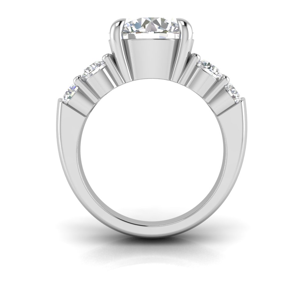 3 Ct Round Near Colorless Lab Diamond & 1.50 Ctw Modern Wide Band Engagement Ring