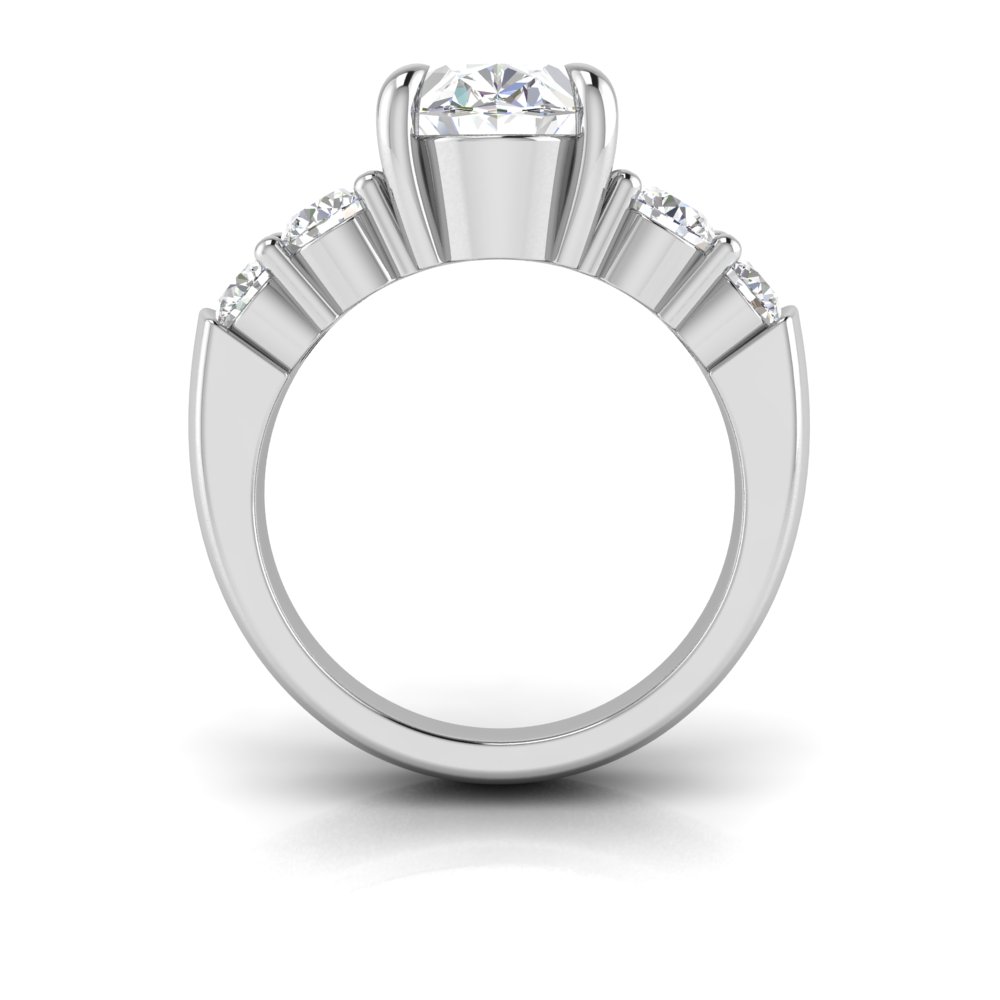 3 Ct Oval Near Colorless Lab Diamond & 1.50 Ctw Modern Wide Band Engagement Ring