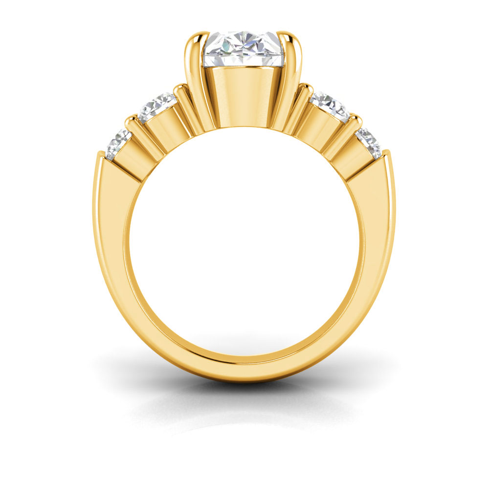 3 Ct Oval Near Colorless Lab Diamond & 1.50 Ctw Modern Wide Band Engagement Ring