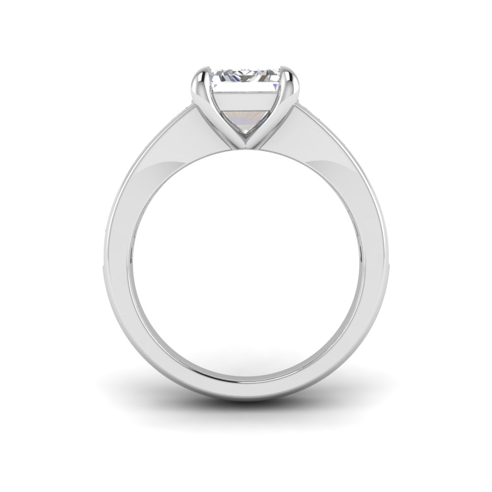 2 Ct Emerald Near Colorless Lab Diamond Wide Baguette Facet Engagement Ring