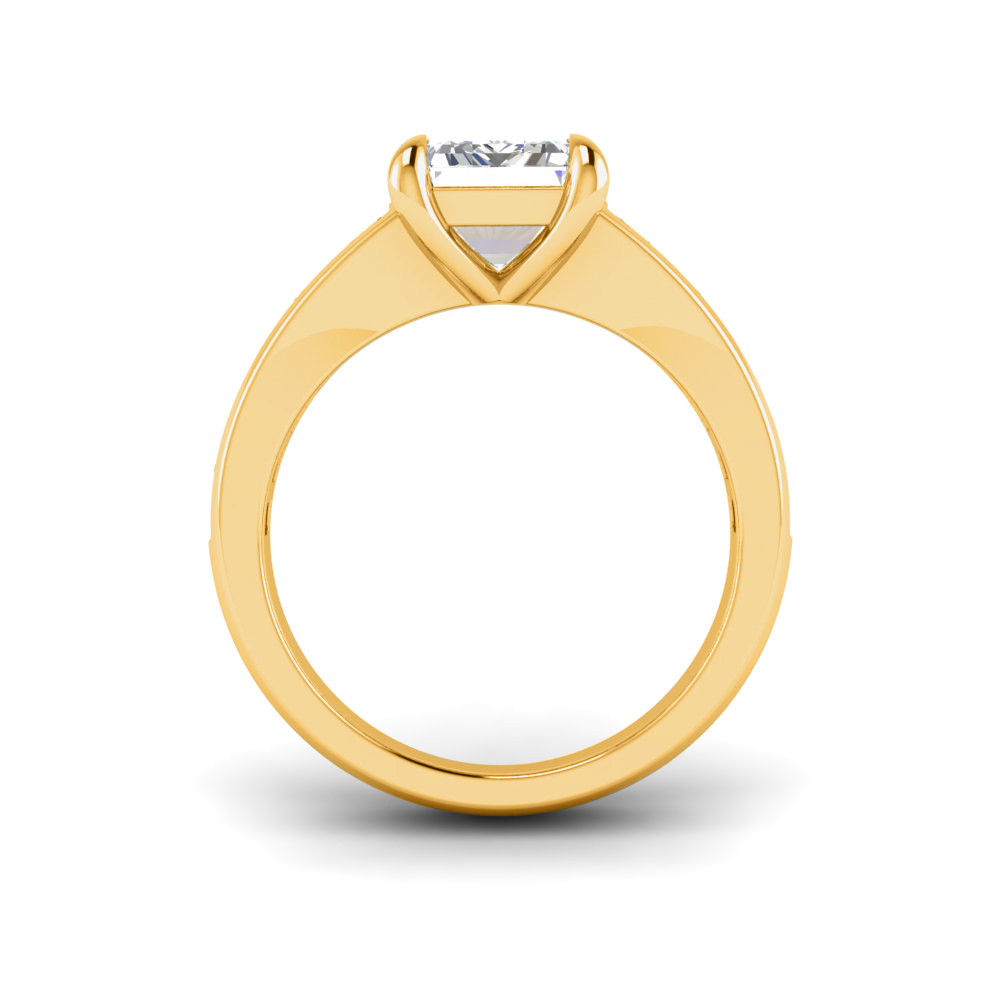 2 Ct Emerald Near Colorless Lab Diamond Wide Baguette Facet Engagement Ring