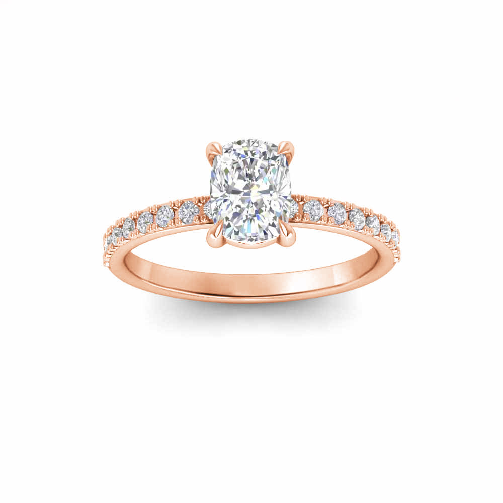 1 Ct Elongated Cushion Near Colorless Lab Diamond & .16 Ctw Micro-Thin Band Engagement Ring