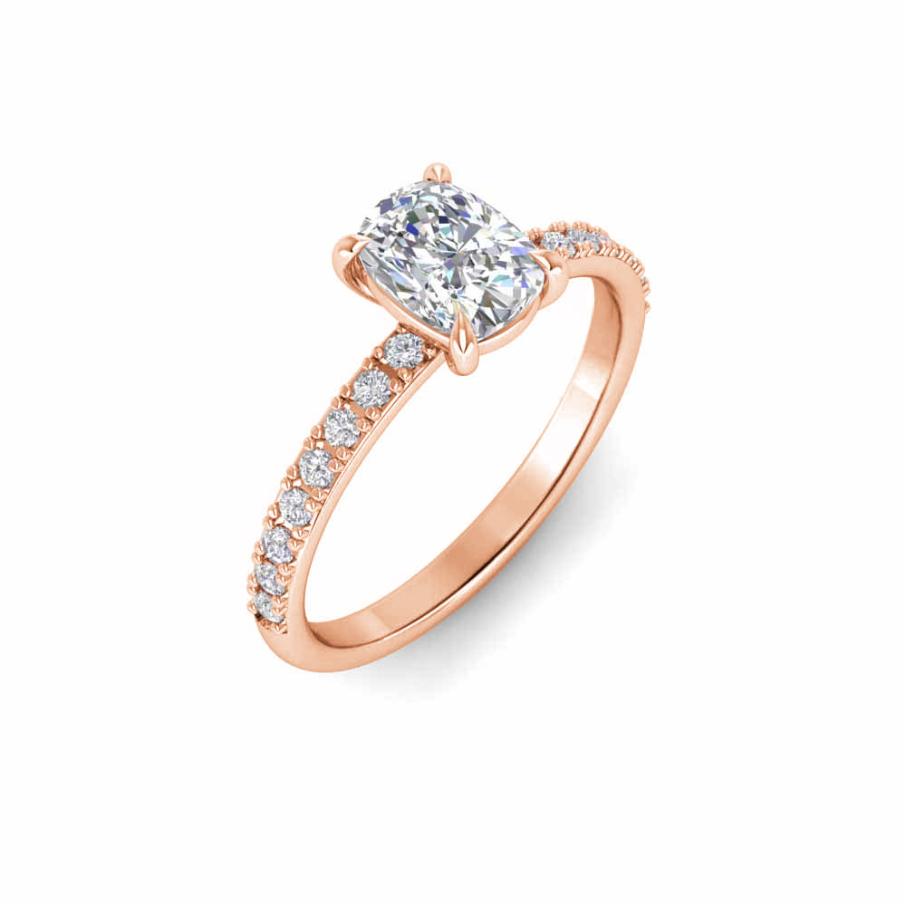1 Ct Elongated Cushion Near Colorless Lab Diamond & .16 Ctw Micro-Thin Band Engagement Ring