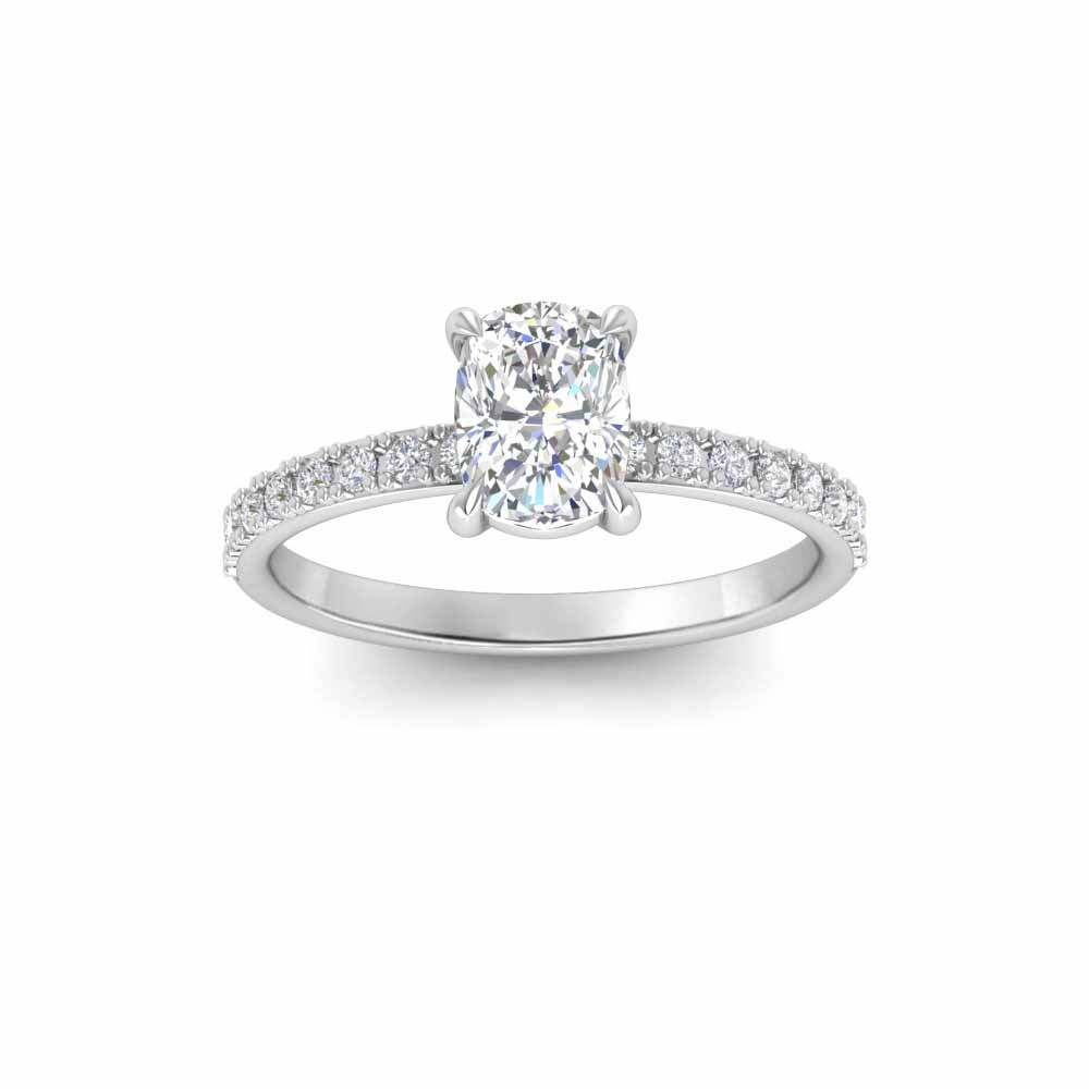 1.5 Ct Elongated Cushion Colorless Lab Diamond & .16 Ctw Micro-Thin Band Engagement Ring