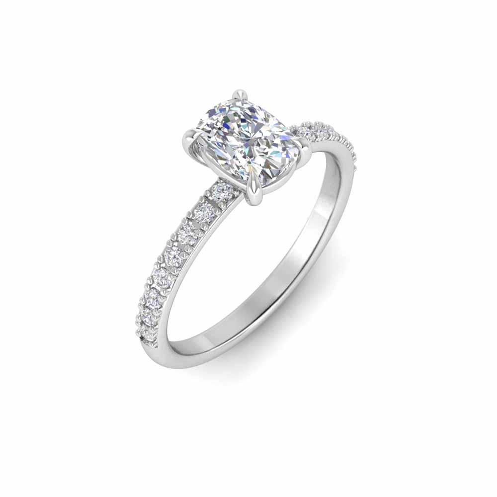1.5 Ct Elongated Cushion Colorless Lab Diamond & .16 Ctw Micro-Thin Band Engagement Ring
