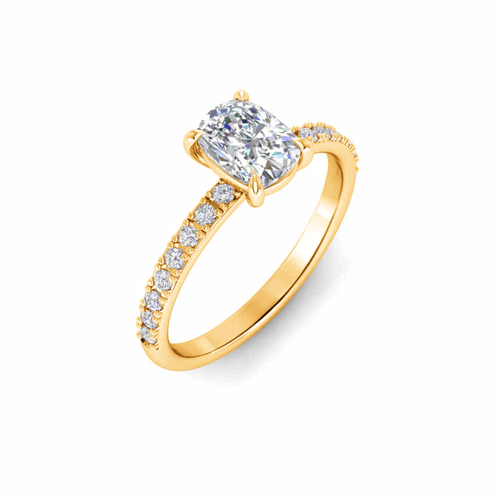 1 Ct Elongated Cushion Colorless Moissanite & .16 Ctw Lab Diamond Micro-Thin Band Engagement Ring