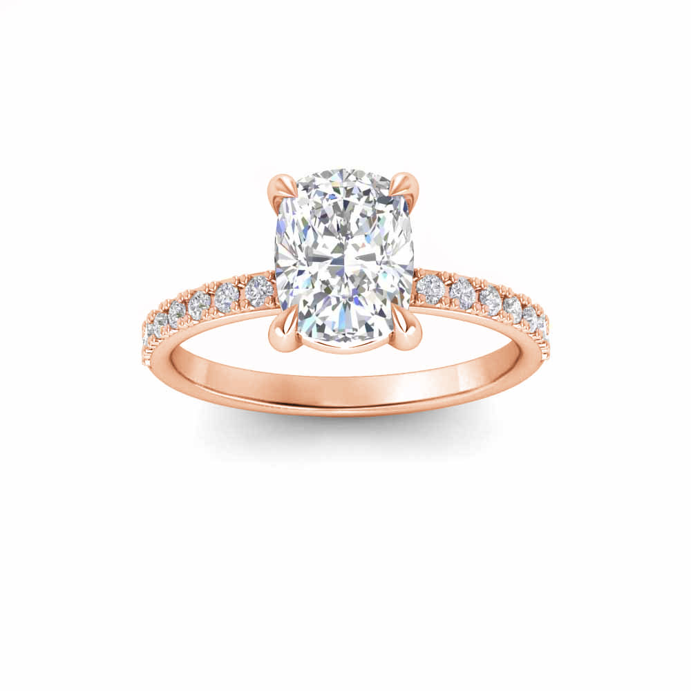 2 Ct Elongated Cushion Colorless Lab Diamond & .16 Ctw Micro-Thin Band Engagement Ring